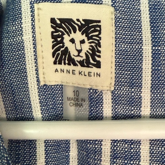 Anne Klein Blue~ White Striped Zipper Dress ~ Size 10 - Picture 5 of 6